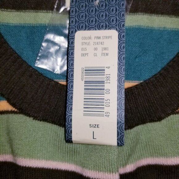 Cherokee Size Large VTG Cotton Blend Stripe Button Down Cardigan Sweater - Picture 11 of 11